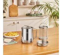 Karaca Minifry Stainless Steel Deep Frying Pot, 2L, Heat Resistant Handles, Lid, Ideal for Chips, Fried Chicken, Snacks & Everyday Cooking, Silver