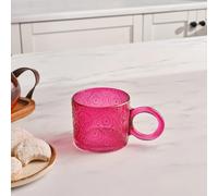 Karaca Miracle Glass Mug, 240ml, Pink Circle