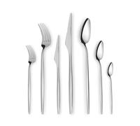 Karaca Moongate 84-Piece 316+ Stainless Steel Cutlery Set for 12, Silver Luxury Knife Fork & Spoon Set, Rust & Corrosion Resistant, Dishwasher Safe Flatware for Elegant Dining
