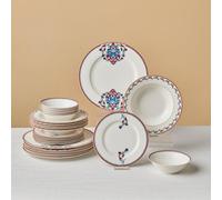 Karaca Nakkas 24-Piece Bone China Dinner Set For 6 People, White Multi