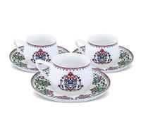 KARACA Nakkas Turkish Coffee Cup Set for 6 People - 12 Piece White Cups with Saucers - Small Porcelain Espresso Set - Ideal for Serving Greek, Arabic Coffee (100 ml)