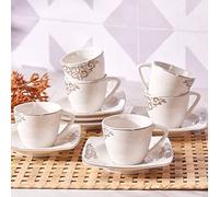 Karaca Nazende 6 Pcs Coffee Cup, Espresso Cup and Saucer Set, Mocha Cup, Turkish Coffee Cup, 12 Pieces, Traditional Turkish Pattern Capacity