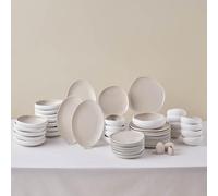 Karaca New Cupid 55-Piece Stoneware Dinner Set for 12 People, Cream Plates and Bowls Set, Dishwasher & Freezer Safe, Complete Dinnerware Sets, Earth Collection