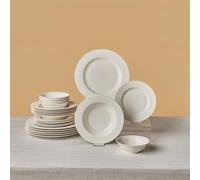 Karaca New Dome Dinnerware Sets for 6 People, 24-Piece Modern Kitchen Dish Set, Bone China Dishwasher Safe White Plates and Bowls Sets, Durable & Elegant