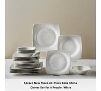 Karaca New Flava 24-Piece Bone China Dinner Set For 6 People, White