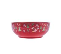 Karaca New Year Christmas New Generation Bone Golden Line Serving Bowl, 20cm, Red Multi