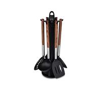 Karaca North Star 7 Piece Service Set Ladle, Serving Spoon, Pasta Spoon,Spatula, Colander, Mixer, Set Stand, Ergonomic Grips, Fire Resistant, Material Plastic