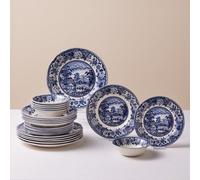 Karaca Old Town 24-Piece Stoneware Dinner Set For 6 People, Blue
