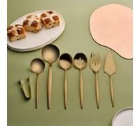 Karaca Orion 7-Piece Stainless Steel Serving Utensil Set, Matte Gold