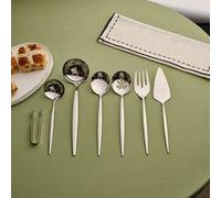 Karaca Orion 7-Piece Stainless Steel Serving Utensil Set, Platinum