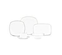 Karaca Padoca Porcelain Dinnerware Sets - 26-Piece Dinner Set - White Kitchen Plates and Bowls Set - Dining Set for 6 People, Dinner Plates, Pasta Bowls, Salad Bowl, Side Plates Modern Crockery