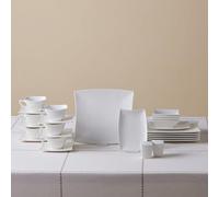 KARACA - Perfect White 32-piece white porcelain tableware set for 6 people, crockery set with 6 dinner plates, 6 coffee cups, 6 saucers, 6 coffee spoons, 2 bowls, 4 bowls, 1 salt shaker, 1 pepper shak