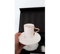 Karaca Porcelain Espresso Turkish Coffee Cup Set of 6, 12 Piece, 80ml 2.7oz, Espresso Turkish Coffee Demitasse Set of 6 Cups & Saucers Made of Porcelain