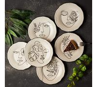 Karaca Porcelain Serveware Set for 6, 21cm, Modern, Unique Design, Serving Plates, Cake Plate, Tableware Set for Daily Use and Special Occasions