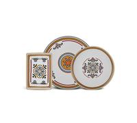 Karaca Positano 18 Piece Serveware Set, Modern Kitchen Breakfast Set for 6 People, Bone China Plates, Luxurious Platinum Design Serveware