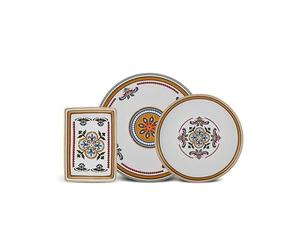 Karaca Positano 18 Piece Serveware Set, Modern Kitchen Breakfast Set for 6 People, Bone China Plates, Luxurious Platinum Design Serveware