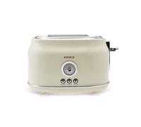 Karaca Retro 2 Slice Toaster Cream, 815w Cream - Stainless Steel Toaster with Adjustable Browning, Defrost, Reheat & Crumb Tray