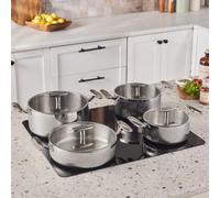 Karaca Rimova 3Ply Stainless Steel 8-Piece Induction Cookware Set with Glass Lid, Silver