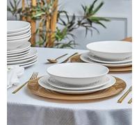 Karaca Ripple Porcelain Dinnerware Set for 4, 12 Piece, White