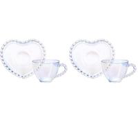 KARACA Rory Glass Coffee Cup and Saucer Set 80 ml, Transparent Espresso & Cappuccino Cups, Dishwasher Safe Kitchen Drinkware (Pack of 2)