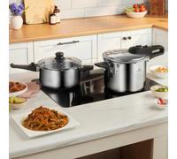 Karaca Ruggersteel 4-Piece Stainless Steel Induction Pressure Cooker Set, 4L+6L, Grey