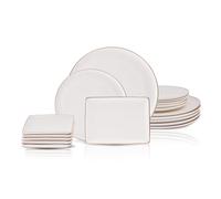 Karaca Santo Gold New Bone 18-Piece Dinner Set for 6 People - 18-Piece Crockery Set with Plates and Bowls Set, New Generation Bone China, Round Dinnerware Set & White Gold Dinner Set