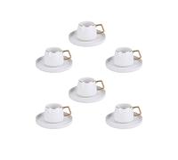 KARACA Saturn Turkish Coffee Cup Set for 6 People - 12 Piece Coffee Cups with Saucers - Small Porcelain Turkish Coffee Set - Ideal for Serving Turkish Coffee, Arabic Coffee & Espresso (90 ml)