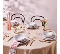 Karaca Scarlet 18-Piece Stoneware Dinner Set for 6 People, Dinner Plate, Side Plate, Bowl, Dishwasher Safe, White