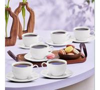Karaca Seashell 12 Piece Bone China Tea Cup And Saucer Set For 6 People, 200Ml, White