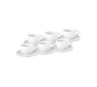 KARACA Seashell 12-Piece Porcelain Tea Cup & Saucer Set for 6, 200ml, Elegant Tea Cup Set with White Fluted Design, Ideal for Hot Beverages & Coffee