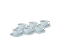 KARACA Seashell Zephyt Tea Cup Set for 6 People, Blue, 200 ml - 12-Piece Porcelain Tea Set, Cups and Saucers