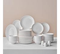 Karaca Stream 53-Piece Dinner Set for 12, White, Bone China, Umbrella Pattern, Dishwasher Safe