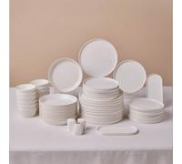 Karaca Stream Bone China Bomo 53-Piece Dinner Set For 12 People, White