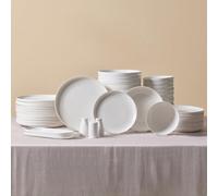 Karaca Stream Bone China Favaro 53-Piece Dinner Set for 12 People, Dinner Plate, Pasta Bowls, Side Plate, Soup Bowl, Serving Platter, Dishwasher Safe, White