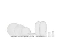 Karaca Stream Bone China Favaro 53-Piece Dinner Set for 12 People, Elegant White & Gold Bone China Tableware, Includes Dinner Plates, Bowls & Serving Pieces, Gold