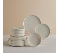 Karaca Stream Bone China Felix XL - 18 Piece Dinner Plate Set for 6 People, Dishwasher Safe Dinner Sets, White Plates and Bowls Set, Microwave Safe Modern Crockery & Dinnerware