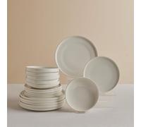 Karaca Stream Bone China Felix XL - 18 Piece Dinner Plate Set for 6 People, Dishwasher Safe Dinner Sets, White Plates and Bowls Set, Microwave Safe Modern Crockery & Dinnerware