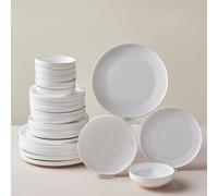Karaca Saturn White Dinnerware Sets, Modern Kitchen Dinner Set for 6 People, 24-Piece Plates and Bowls Sets, Bone China Material, Durable & Elegant