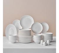 Karaca Stream Bone China Umbrella 53-Piece Dinner Set For 12 People, White
