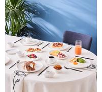 KARACA Stream Bone Hole 34-Piece Breakfast Set - Modern Bone China Tableware for Everyday Dining