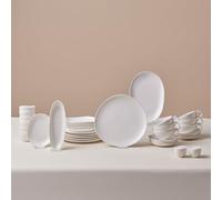 KARACA Stream Bone Middle 34-Piece Breakfast Set - Modern Bone China Tableware for Everyday Dining