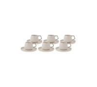 KARACA Saturn Platin Turkish Coffee Cup Set for 6 People - 12 Piece White Cups with Saucers - Small Porcelain Modern Set - Ideal for Serving Greek, Arabic Coffee & Espresso (100ml)