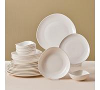 Karaca Streamline Rubicon White Dinner Set for 6 People - Bone China Plates and Bowl - Kitchen Dinner Service Crockery Set - 24 Piece