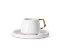 Karaca Streamline Saturn 12-Piece Porcelain Espresso Turkish Coffee Cup Set For 6 People, 100Ml, White Gold