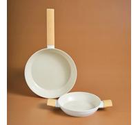 Karaca Swiss Crystal Almond 2-Piece Non-Stick Induction Pan Set, Cream