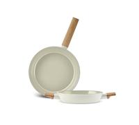 Karaca Swiss Crystal Almond 2-Piece Non-Stick Induction Pan Set, Cream