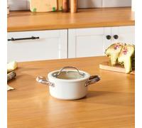 Karaca Swiss Crystal Almond Cream 14 cm Non-Stick Induction Casserole with Stainless Steel Handle - Eco-Friendly Ceramic Coating, Dishwasher Safe