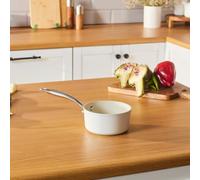 Karaca Swiss Crystal Almond Cream 14 cm Non-Stick Induction Saucepan with Stainless Steel Handle - Eco-Friendly Ceramic Coating, Dishwasher Safe