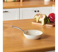 KARACA Swiss Crystal Almond Cream 16 cm Non-Stick Induction Pan with Stainless Steel Handle - Eco-Friendly Ceramic Coating, Dishwasher Safe