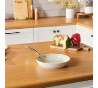 KARACA Swiss Crystal Almond Cream 22 cm Non-Stick Induction Shallow Pan with Stainless Steel Handle - PFAS/PFOA-Free Ceramic Coating, Dishwasher Safe, Cream Finish